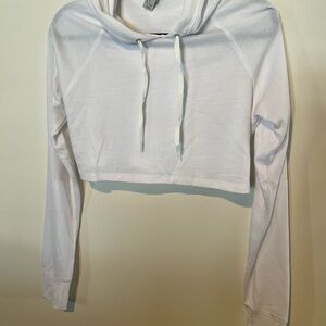 White Cropped Hoodie